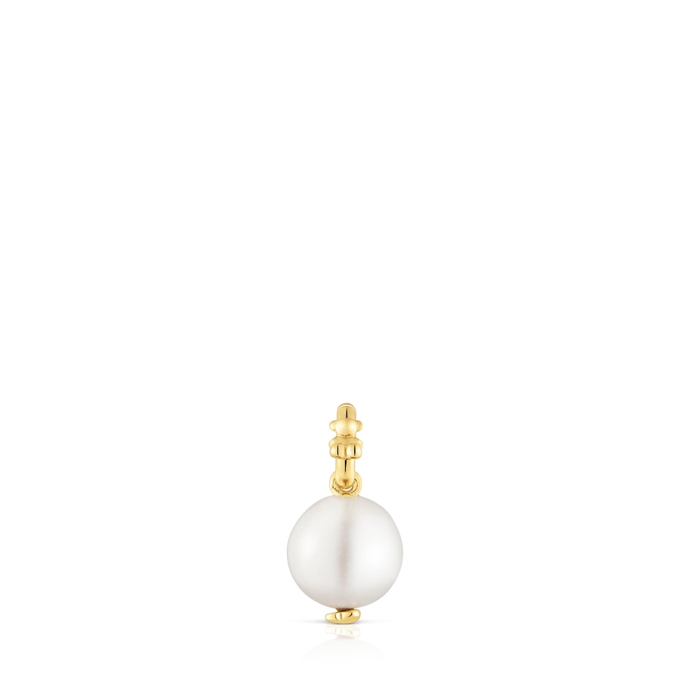 Colgante pequeño con baño de oro 18 kt sobre plata y perla cultivada Medallions Colgante pequeño con baño de oro 18 kt sobre plata y perla cultivada Medallions
