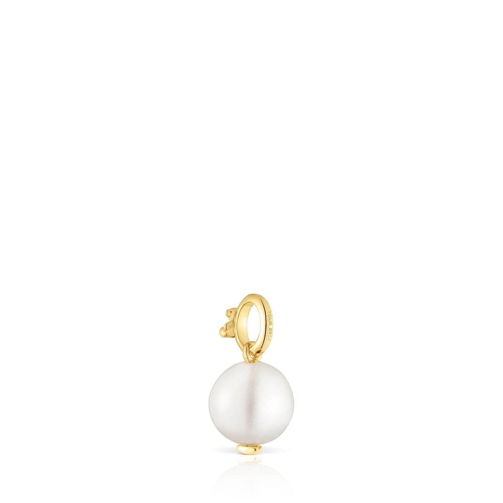 Colgante pequeño con baño de oro 18 kt sobre plata y perla cultivada Medallions Colgante pequeño con baño de oro 18 kt sobre plata y perla cultivada Medallions