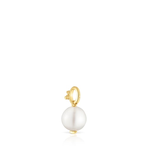 Colgante pequeño con baño de oro 18 kt sobre plata y perla cultivada Medallions