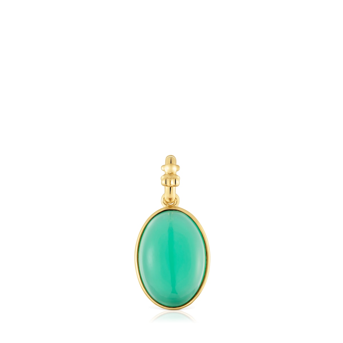Colgante pequeño con baño de oro 18 kt sobre plata y calcedonia verde Medallions