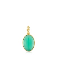 Small 18kt gold plating over silver Pendant with green chalcedony Medallions