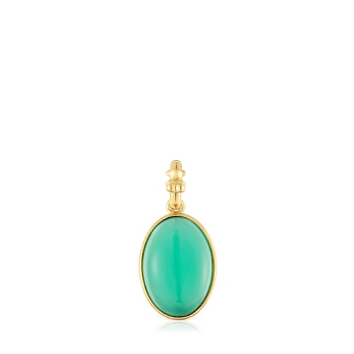 Small 18kt gold plating over silver Pendant with green chalcedony Medallions