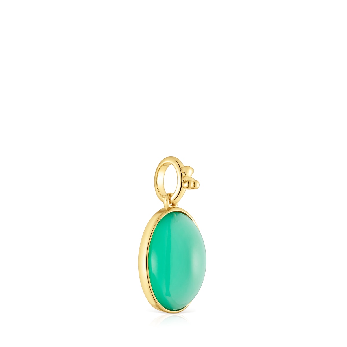 Colgante pequeño con baño de oro 18 kt sobre plata y calcedonia verde Medallions