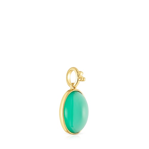 Small 18kt gold plating over silver Pendant with green chalcedony Medallions