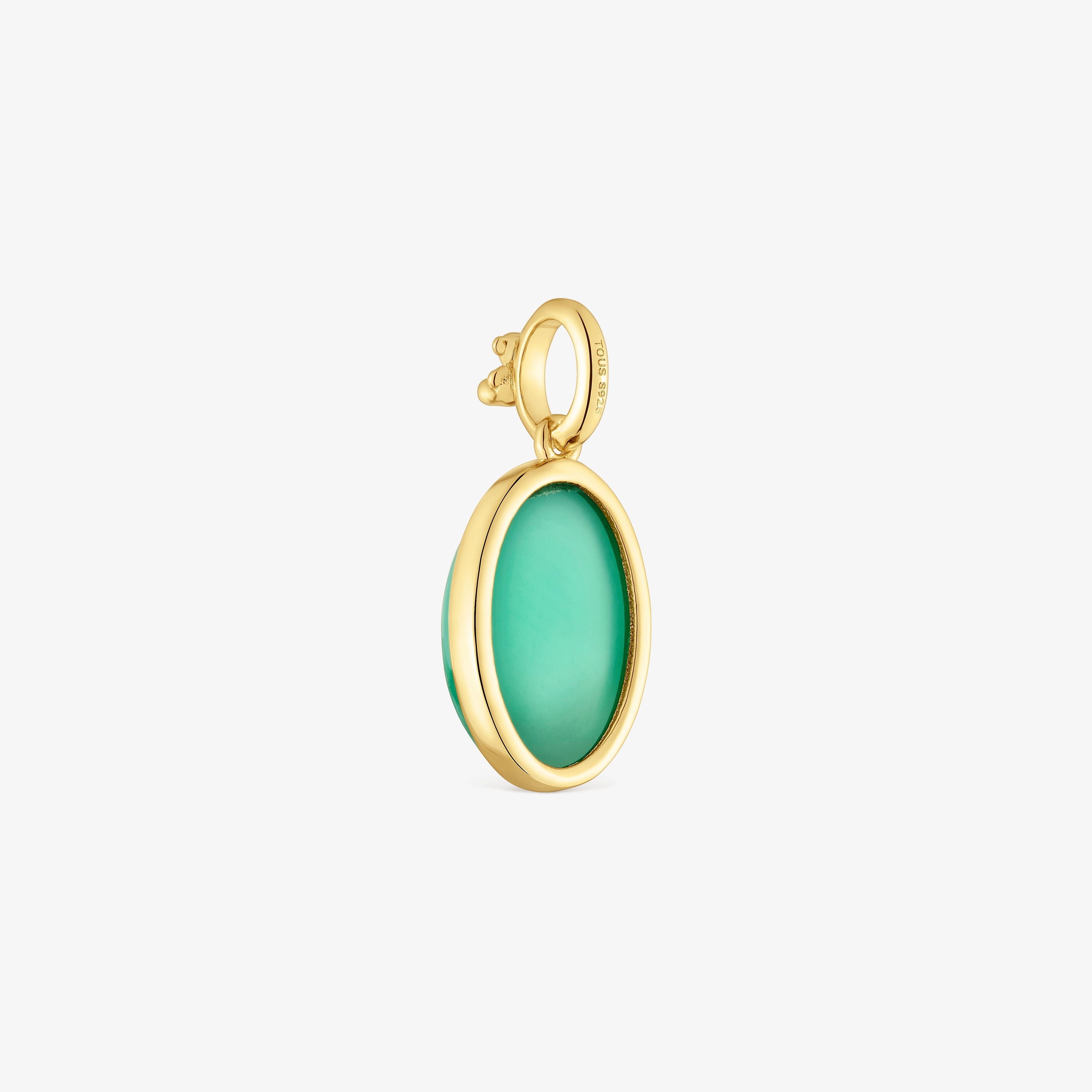 Small 18K gold vermeil Pendant with green chalcedony Medallions