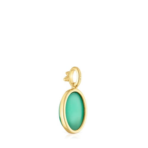 Small 18kt gold plating over silver Pendant with green chalcedony Medallions