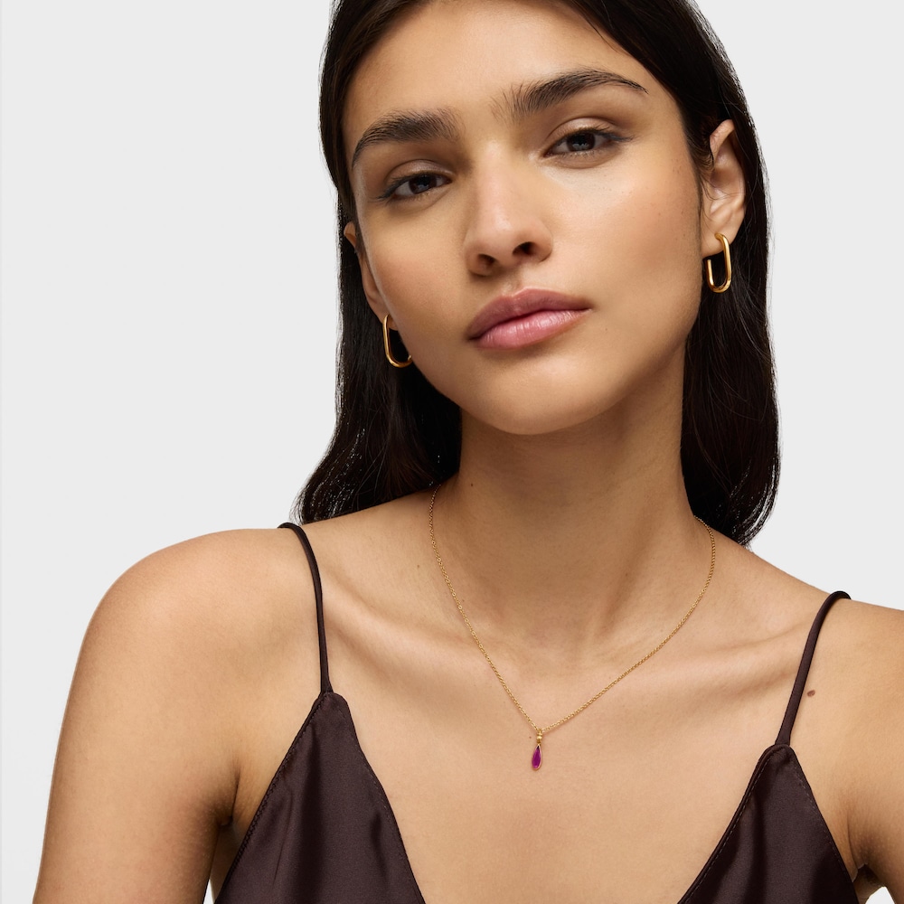 Colgante peque&ntilde;o con ba&ntilde;o de oro 18 kt sobre plata y rodolita Medallions