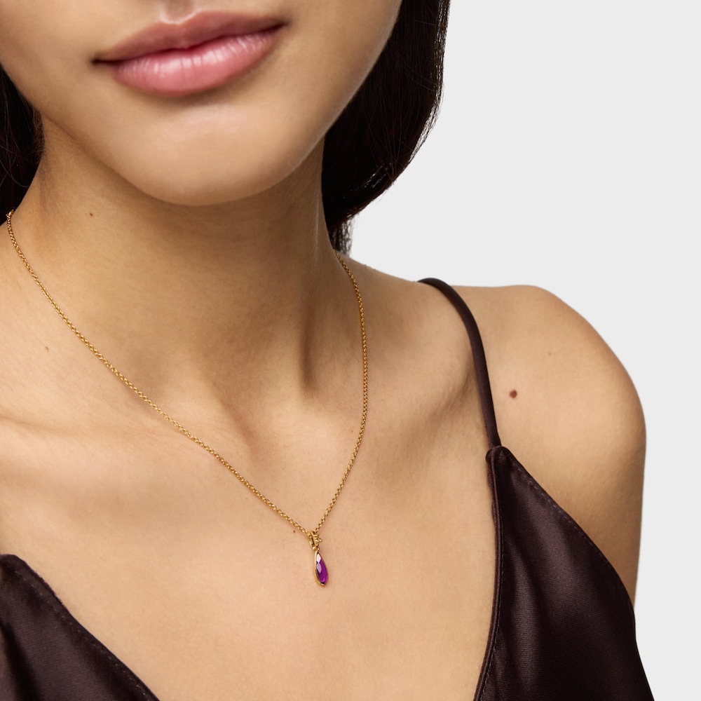 Colgante peque&ntilde;o con ba&ntilde;o de oro 18 kt sobre plata y rodolita Medallions