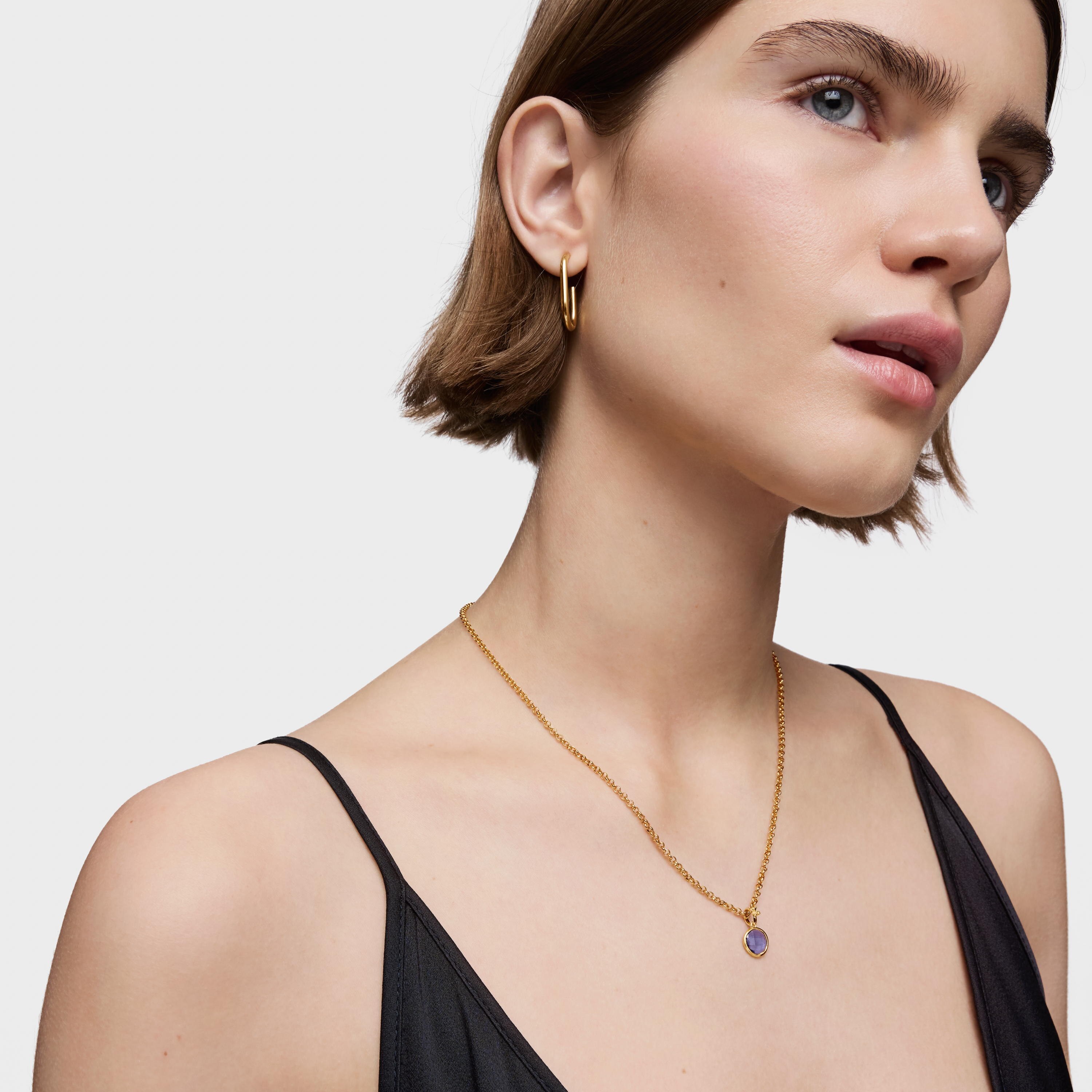 Small 18K gold vermeil Pendant with iolite Medallions