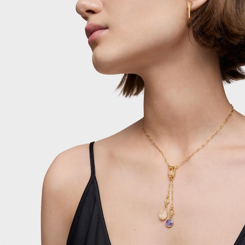 Small 18kt gold plating over silver Pendant with iolite Medallions