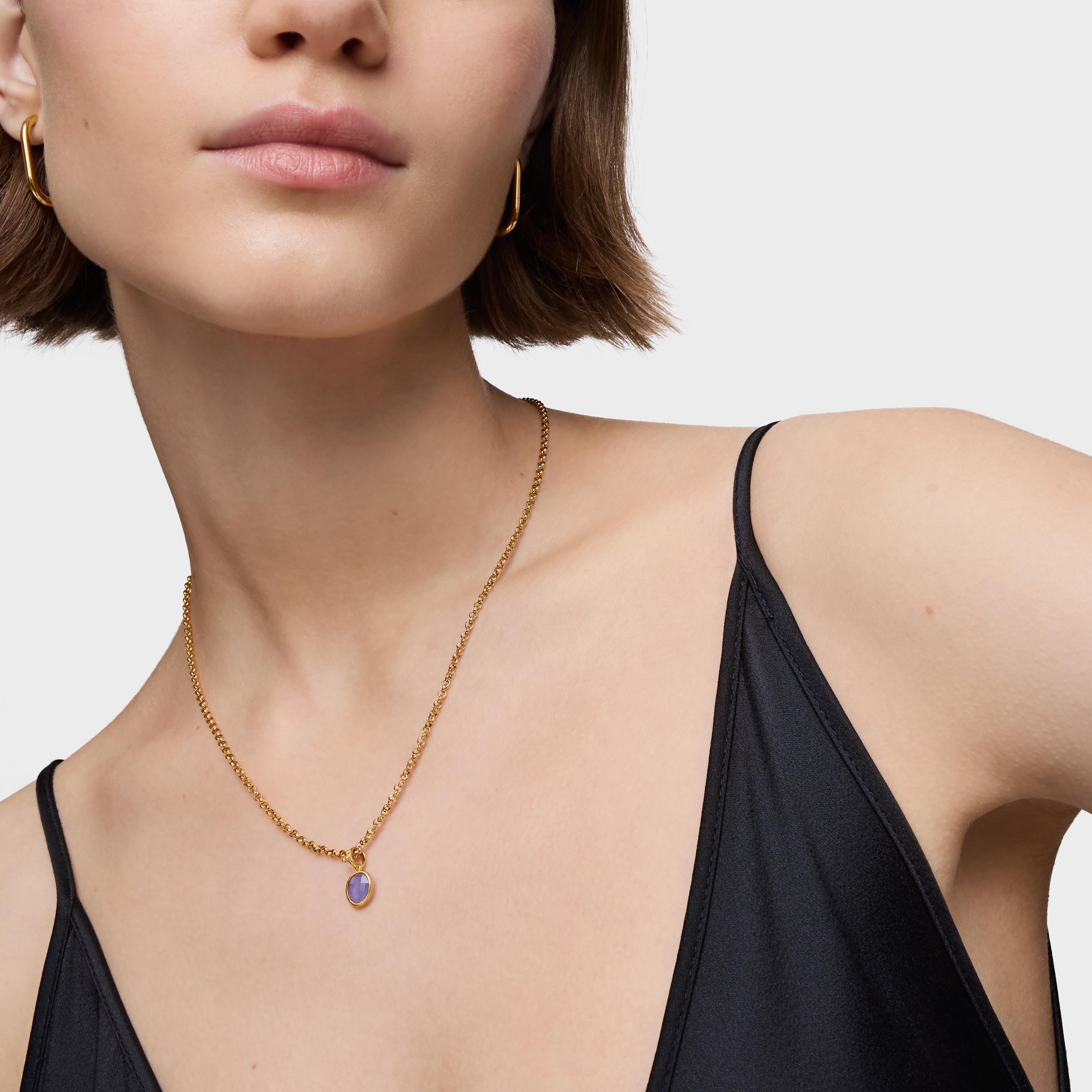 Small 18K gold vermeil Pendant with iolite Medallions