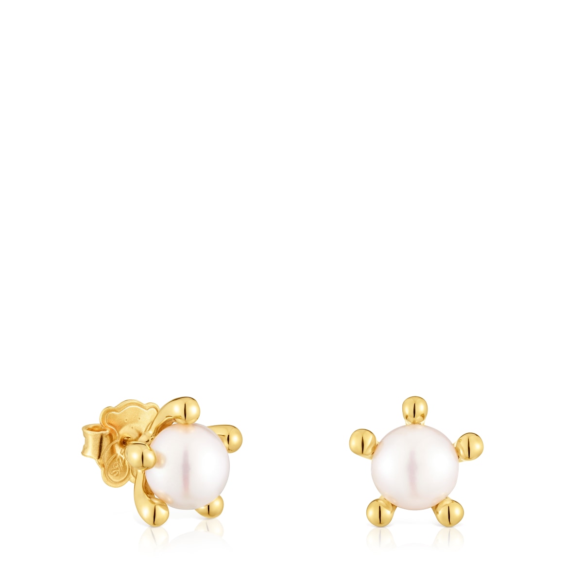 18kt gold plating over silver Earrings with cultured pearls TOUS Garden