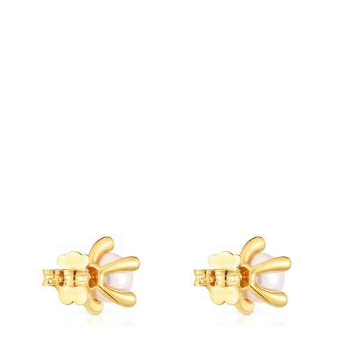 18kt gold plating over silver Earrings with cultured pearls TOUS Garden