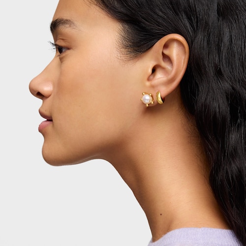 18kt gold plating over silver Earrings with cultured pearls TOUS Garden
