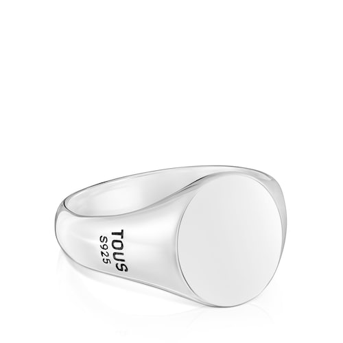 Aged silver Signet ring with square motif TOUS Man