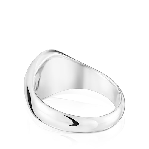 Aged silver Signet ring with square motif TOUS Man