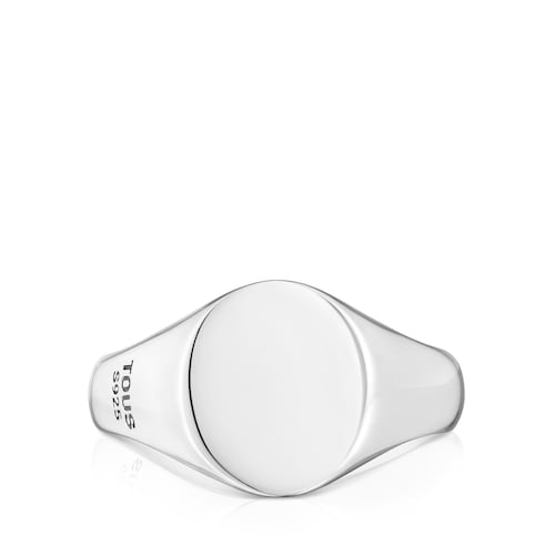 Aged silver Signet ring with square motif TOUS Man