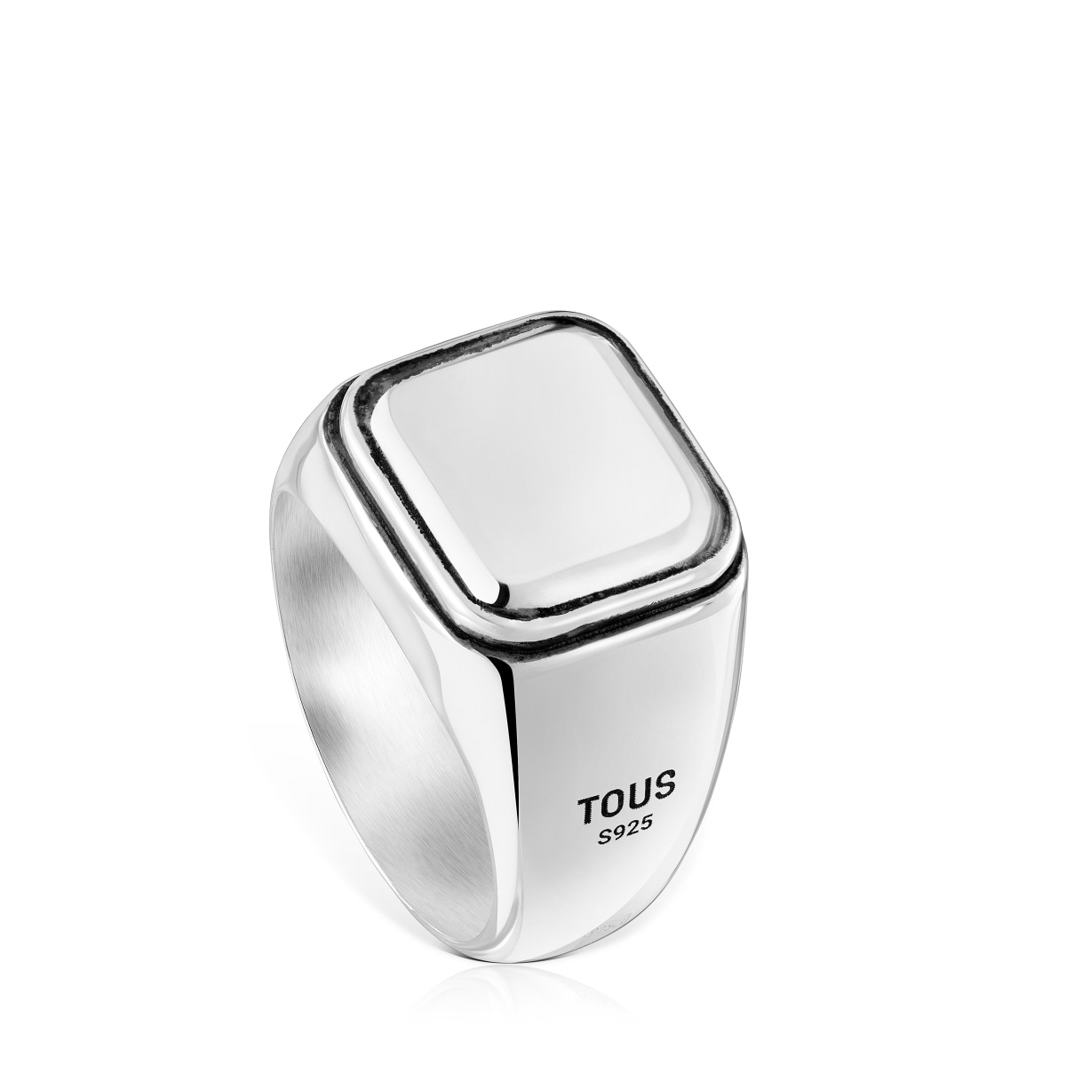 Tous - Anillo Sello De Plata Envejecida Motivo Cuadrado Tous Man Talla 25