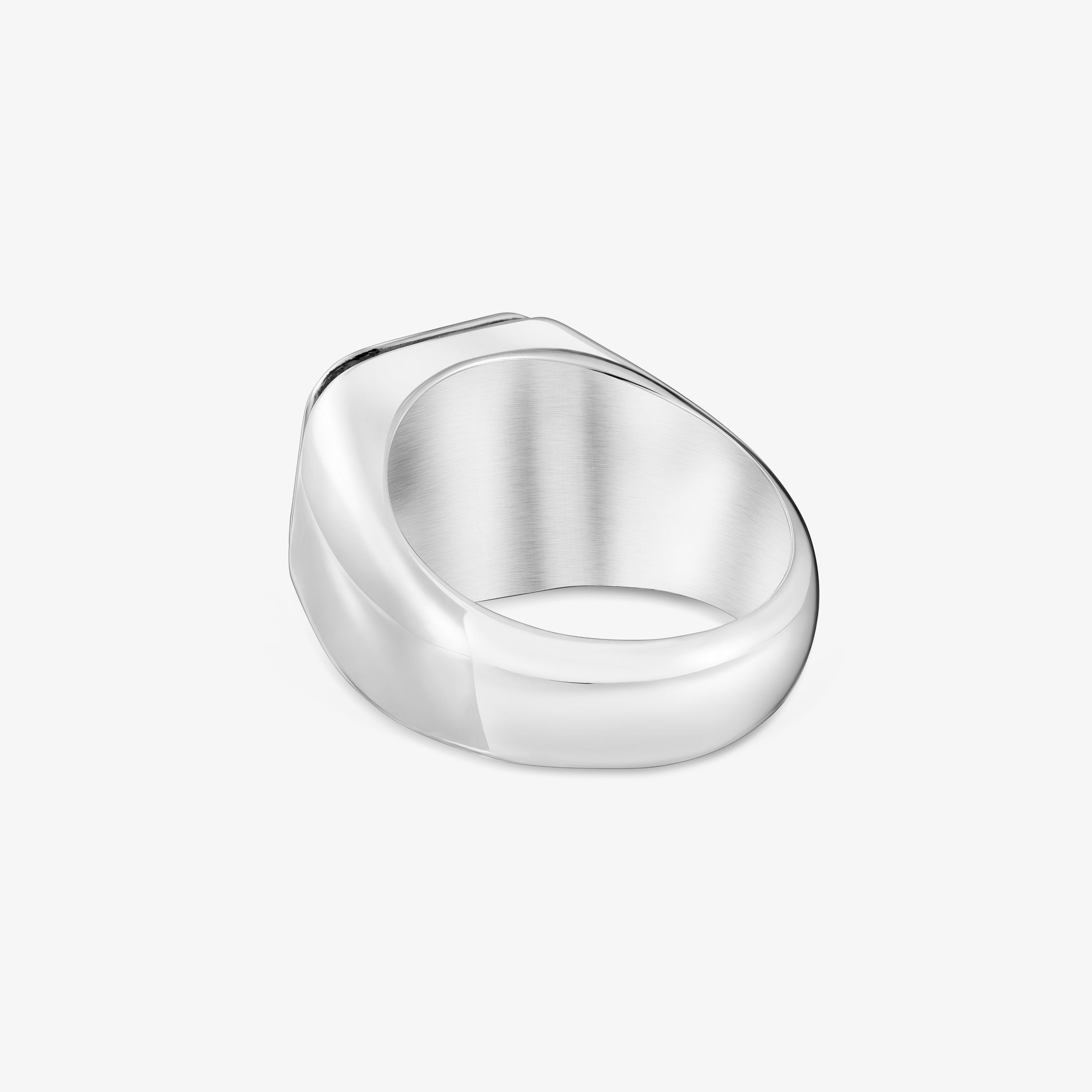 Aged silver Signet ring with square motif TOUS Man