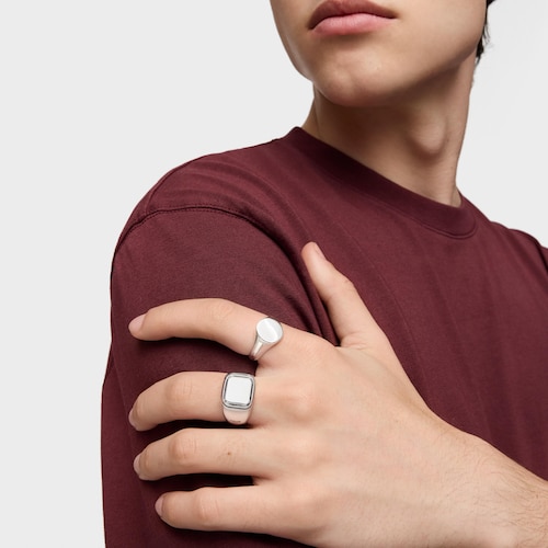 Aged silver Signet ring with square motif TOUS Man