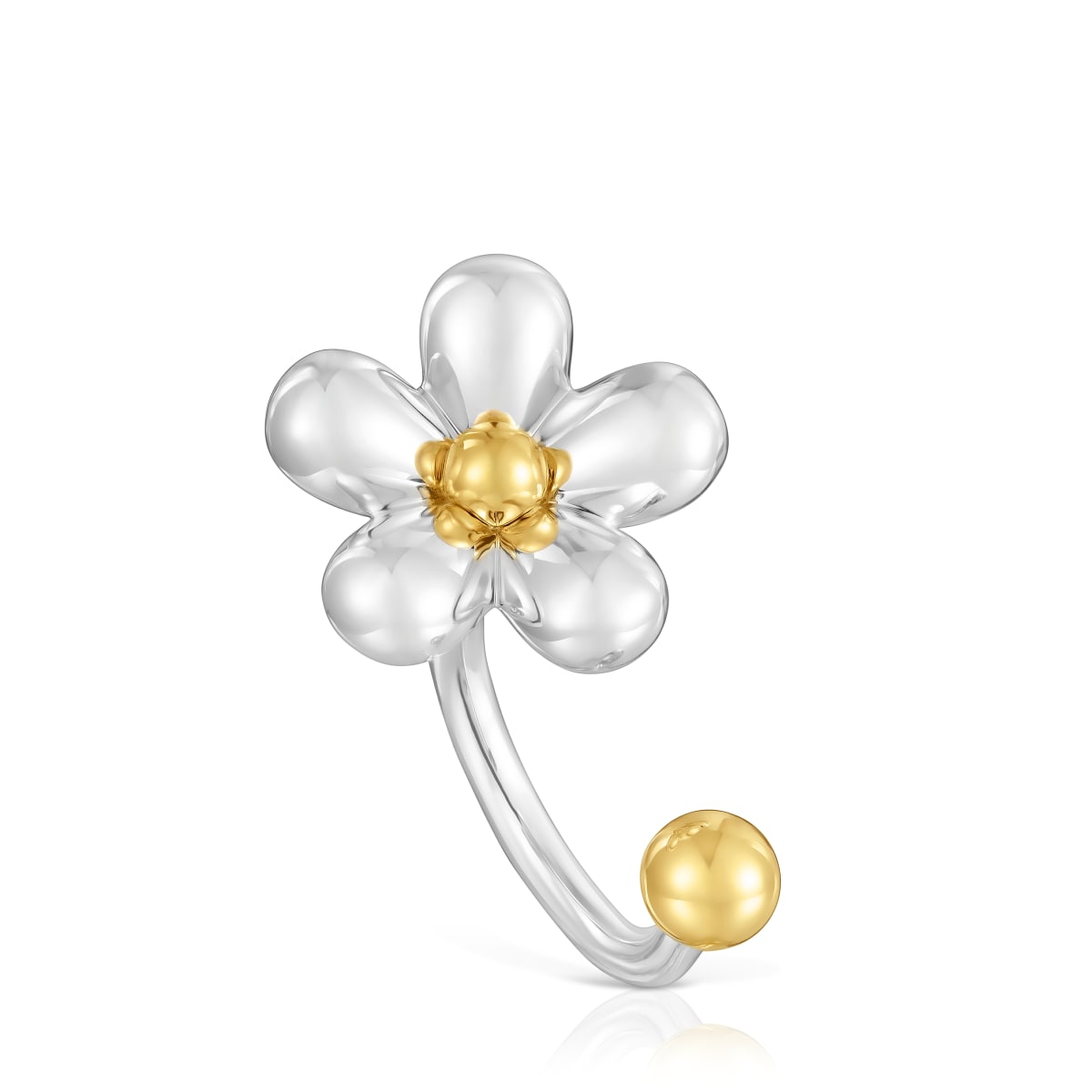 Tous - Anillo Abierto Bicolor Daisy - Plateado
