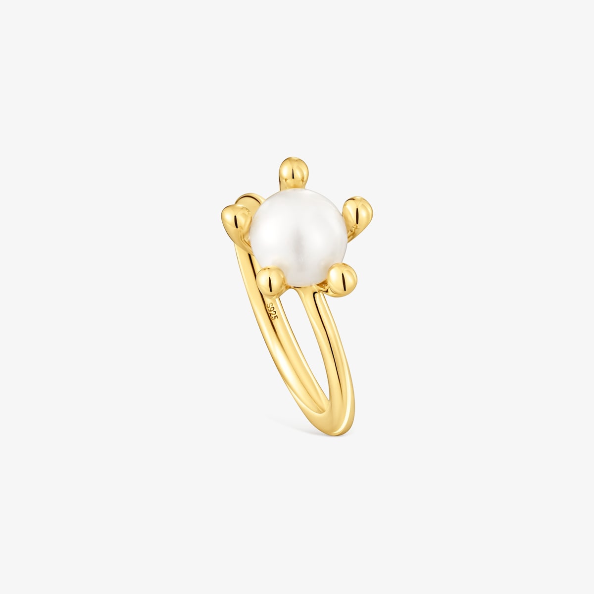 Tous - Anillo Con Baño De Oro 18 Kt Sobre Plata Y Perla Cultivada Tous Garden Talla 10