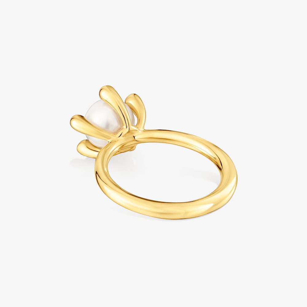 Anillo con ba&ntilde;o de oro 18 kt sobre plata y perla cultivada TOUS Garden