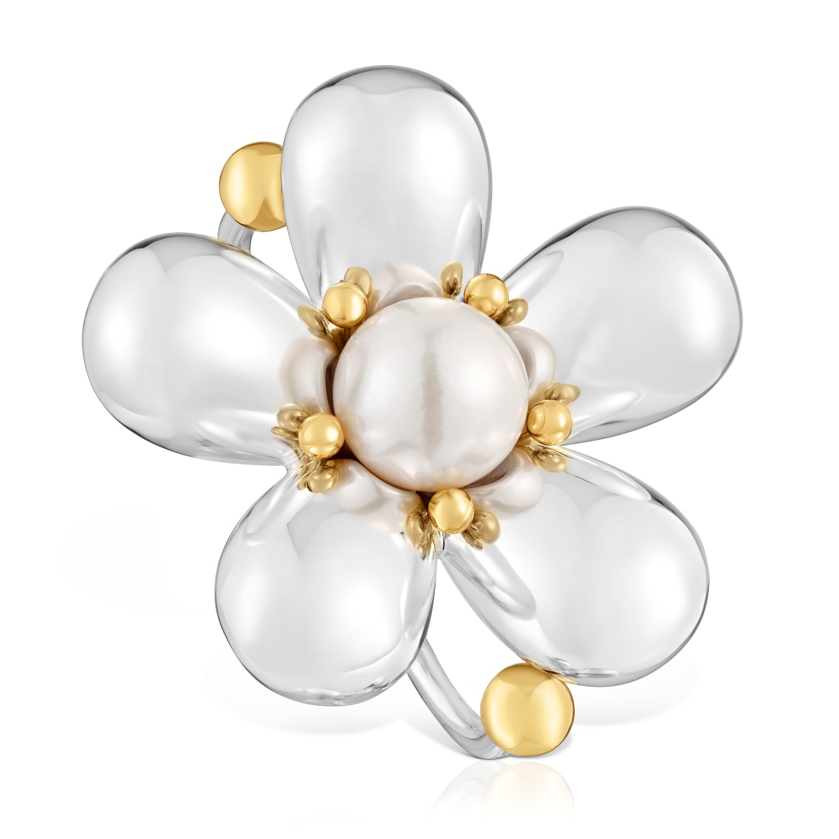 Tous - Anillo Doble Bicolor Y Perla Cultivada Daisy Talla 17