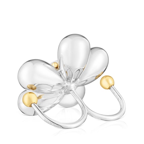 Doppio anello bicolore con perla coltivata Daisy