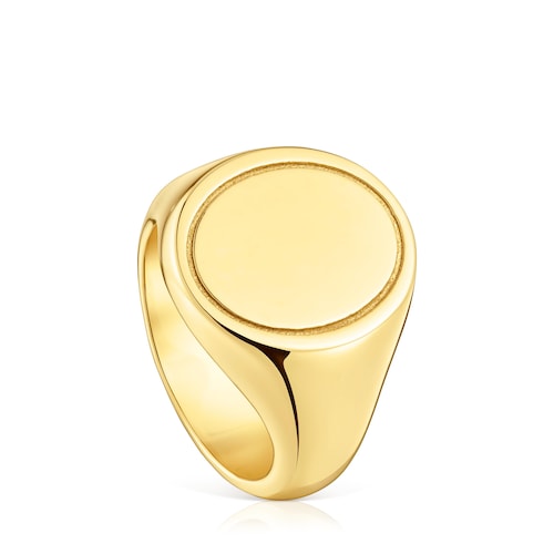 Anillo sello con baño de oro 18 kt sobre plata 16 mm TOUS Basics