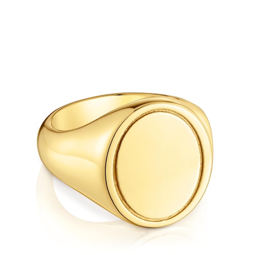 Anillo sello con baño de oro 18 kt sobre plata 16 mm TOUS Basics