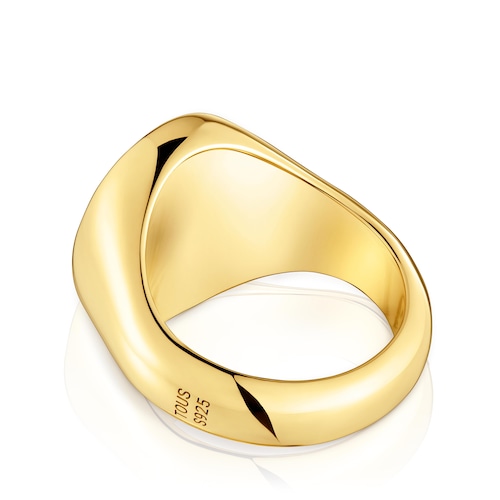 Anillo sello con baño de oro 18 kt sobre plata 16 mm TOUS Basics