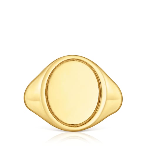Anillo sello con baño de oro 18 kt sobre plata 16 mm TOUS Basics