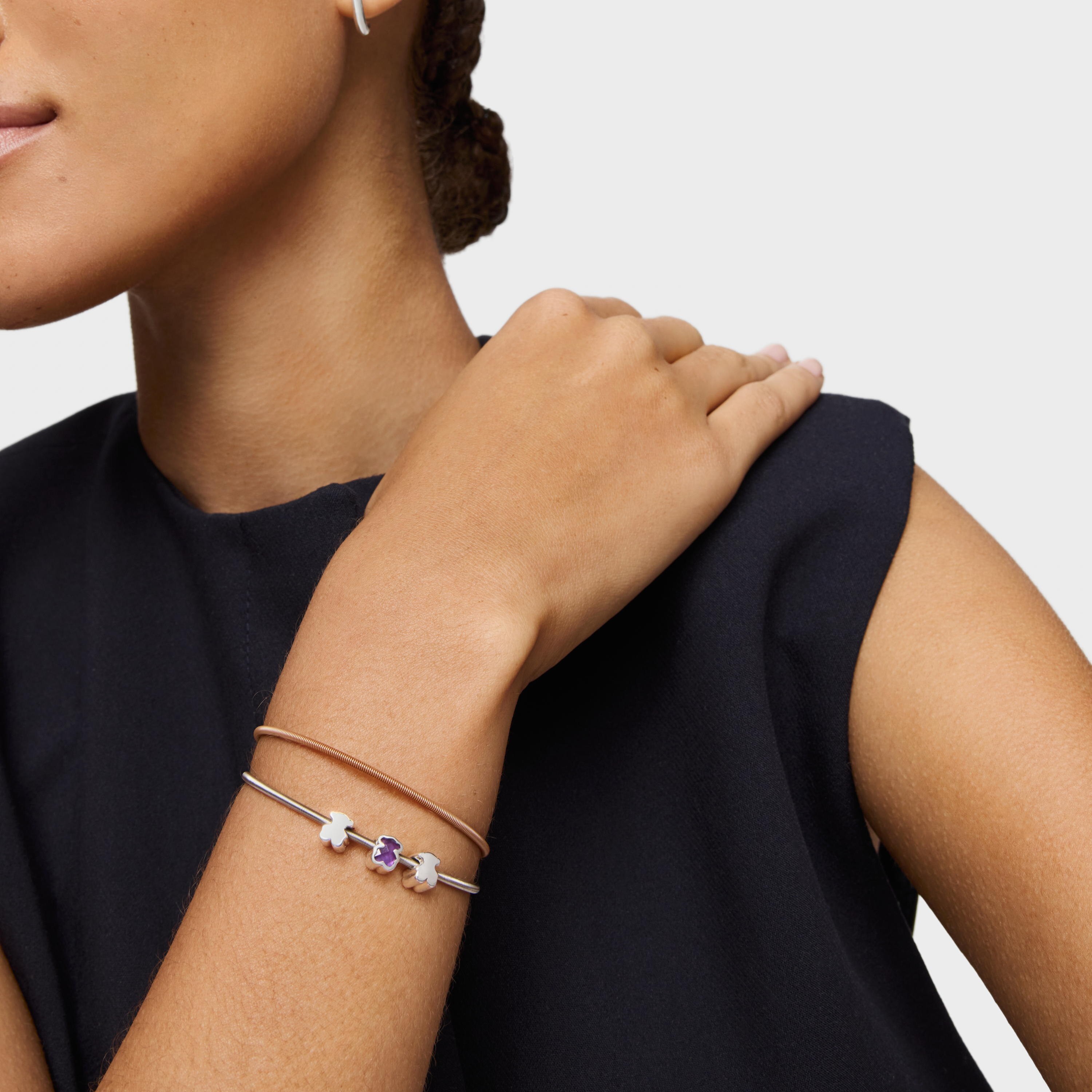 7mm silver and amethyst Charm bear motif TOUS Basics