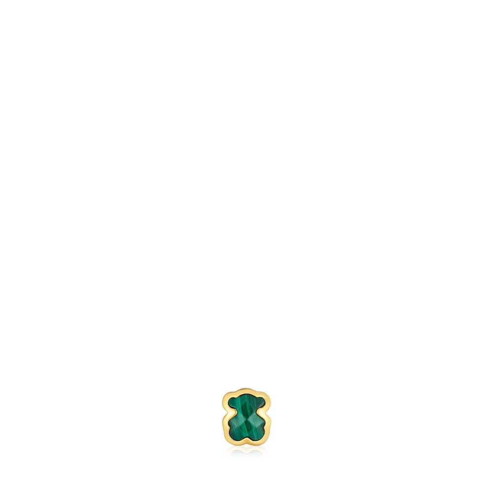 7mm 18kt gold plating over silver and malachite Charm bear motif TOUS Basics