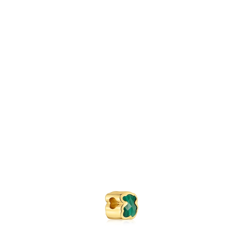 7mm 18kt gold plating over silver and malachite Charm bear motif TOUS Basics