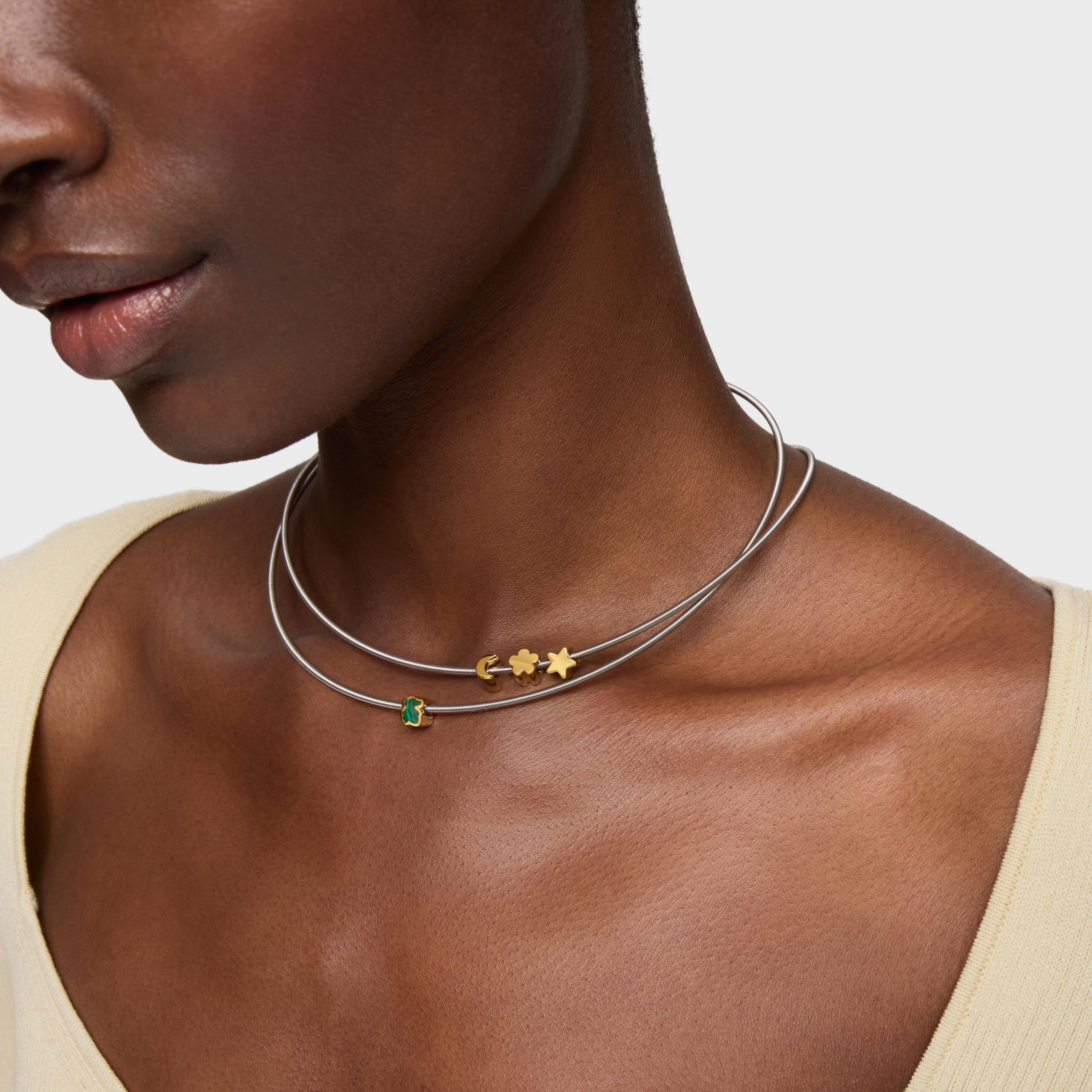 7mm 18K gold vermeil and malachite Charm bear motif TOUS Basics