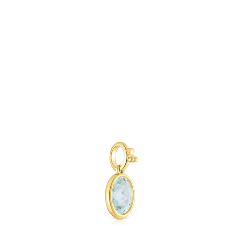 Small 18kt gold plating over silver Pendant with aquamarine Medallions
