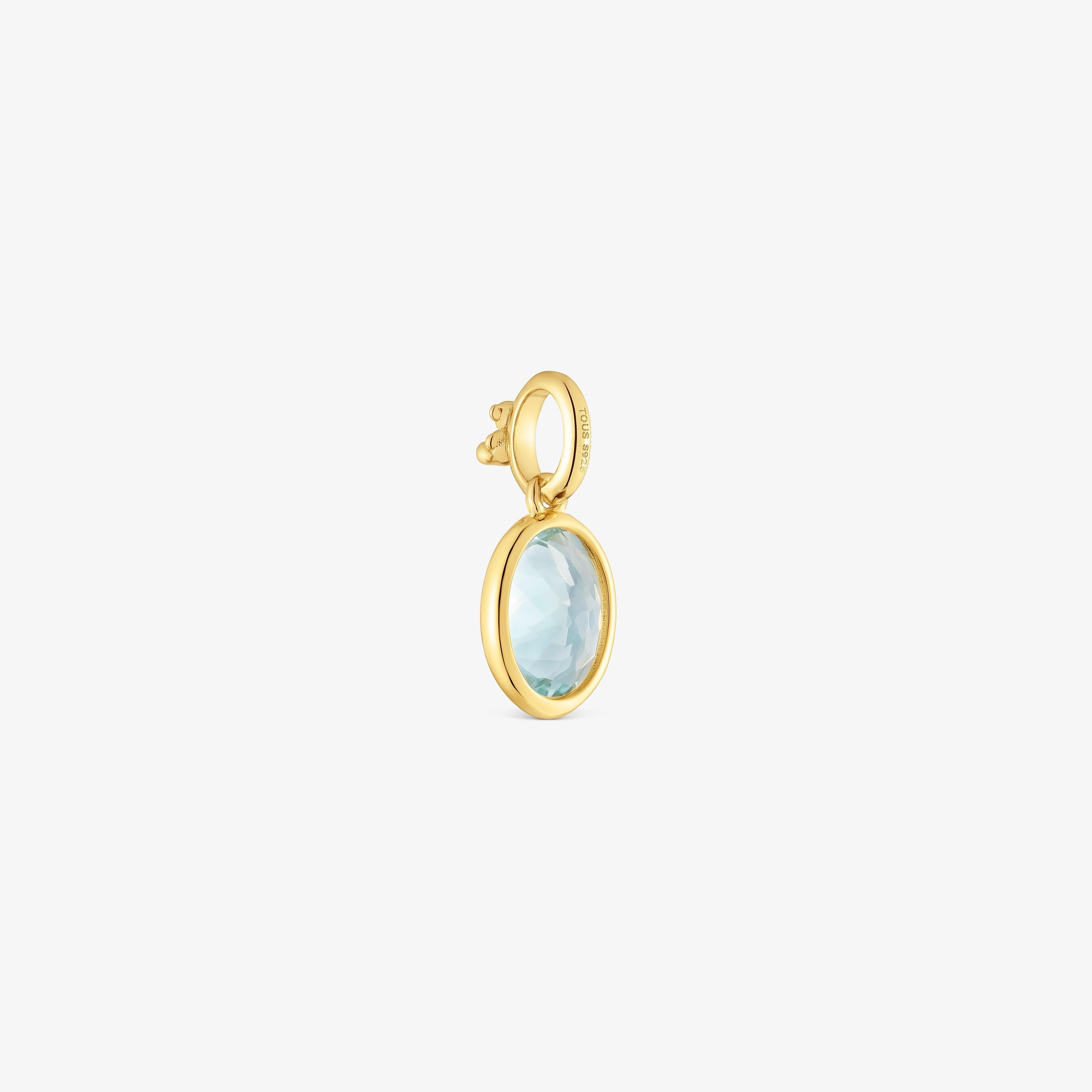 Small 18K gold vermeil Pendant with aquamarine Medallions