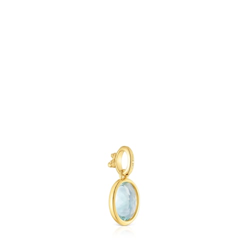 Small 18kt gold plating over silver Pendant with aquamarine Medallions
