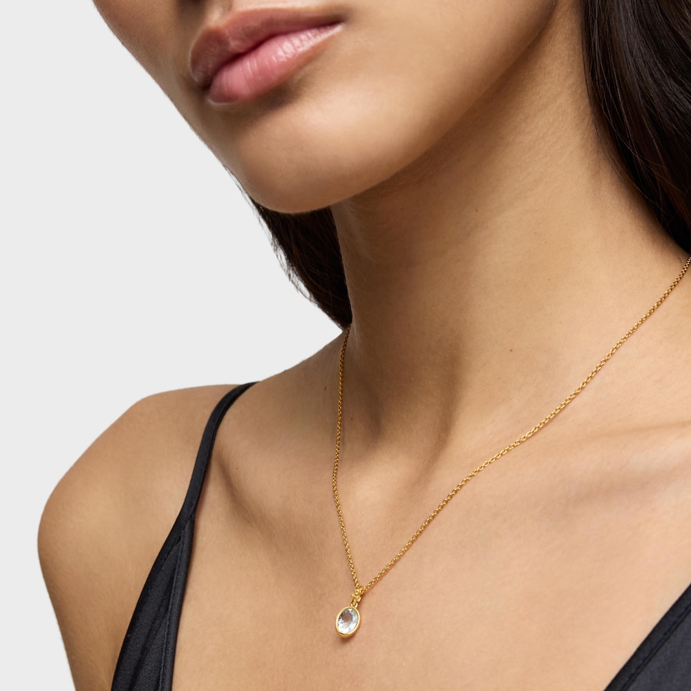 Colgante pequeño con baño de oro 18 kt sobre plata y aguamarina Medallions Colgante pequeño con baño de oro 18 kt sobre plata y aguamarina Medallions