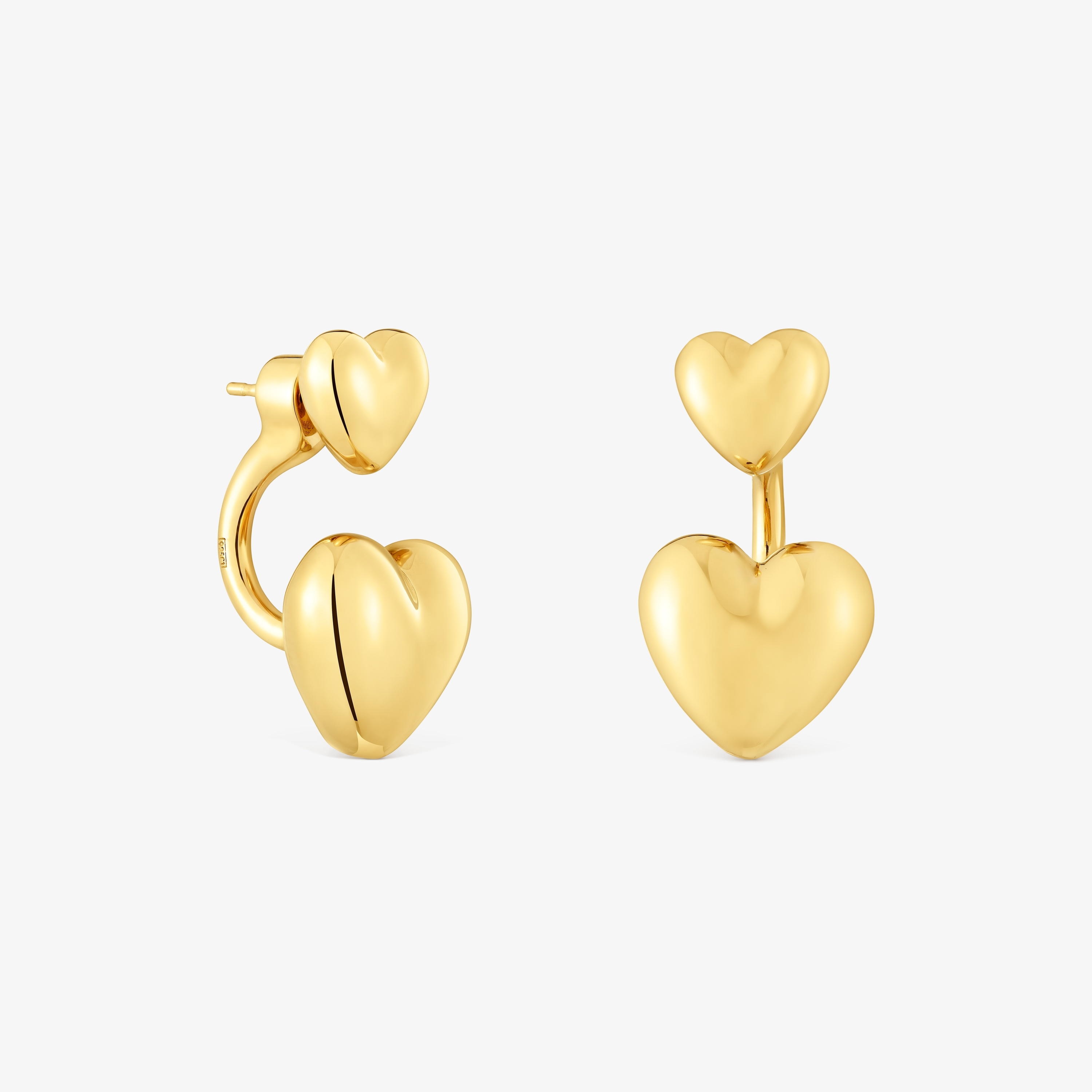 Short 18K gold vermeil Earrings with heart motif Garden of Love
