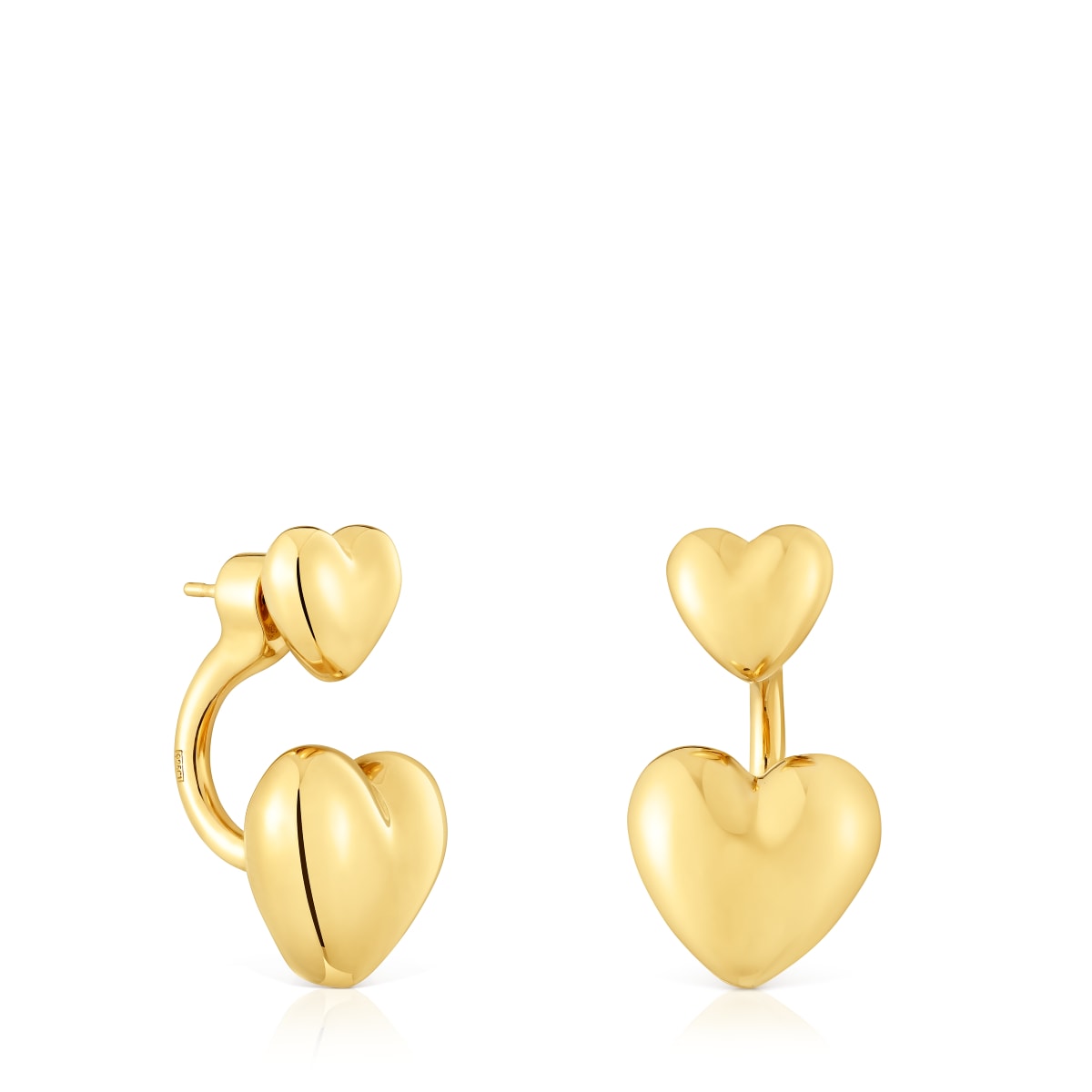 Short 18kt gold plating over silver Earrings with heart motif Garden of Love