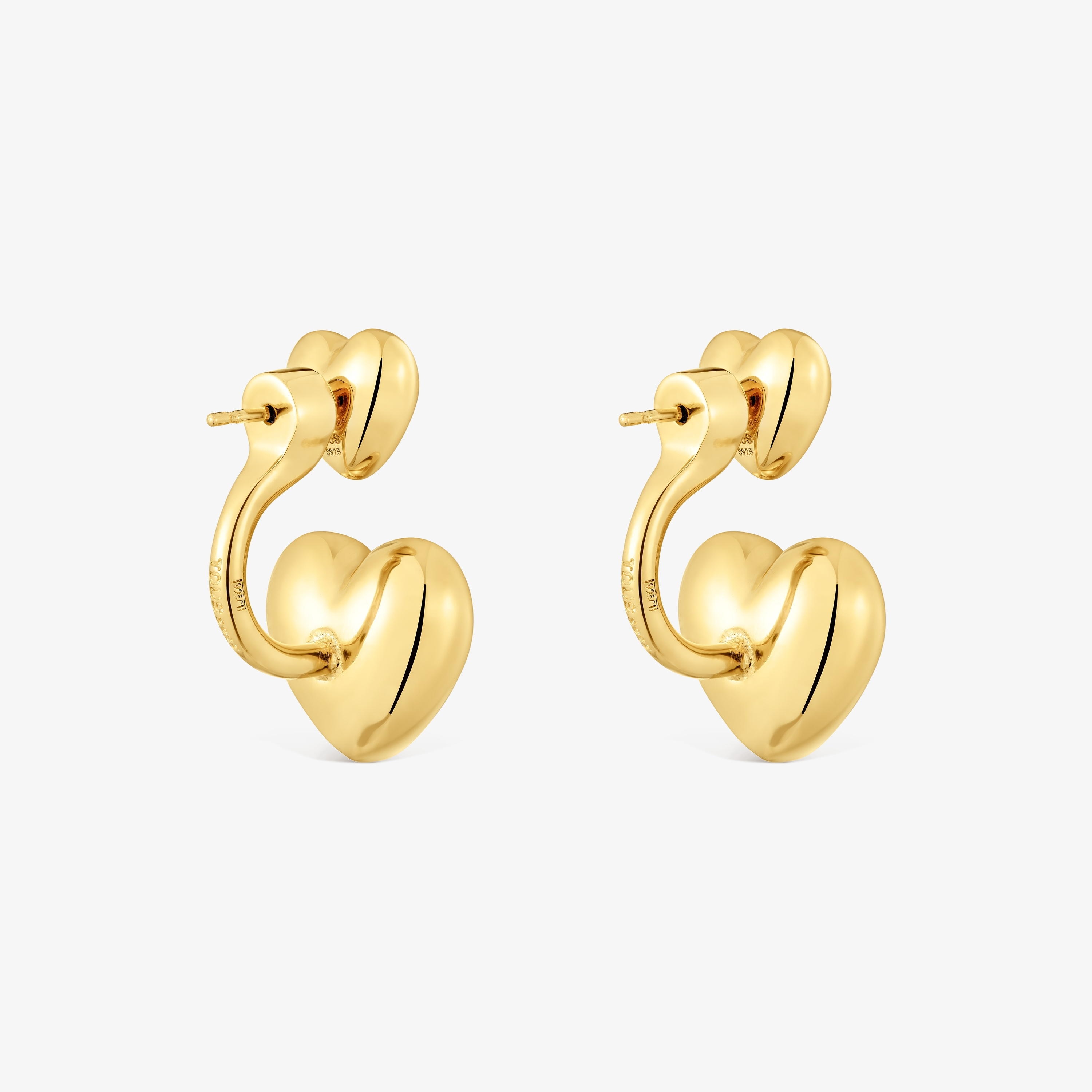 Short 18K gold vermeil Earrings with heart motif Garden of Love