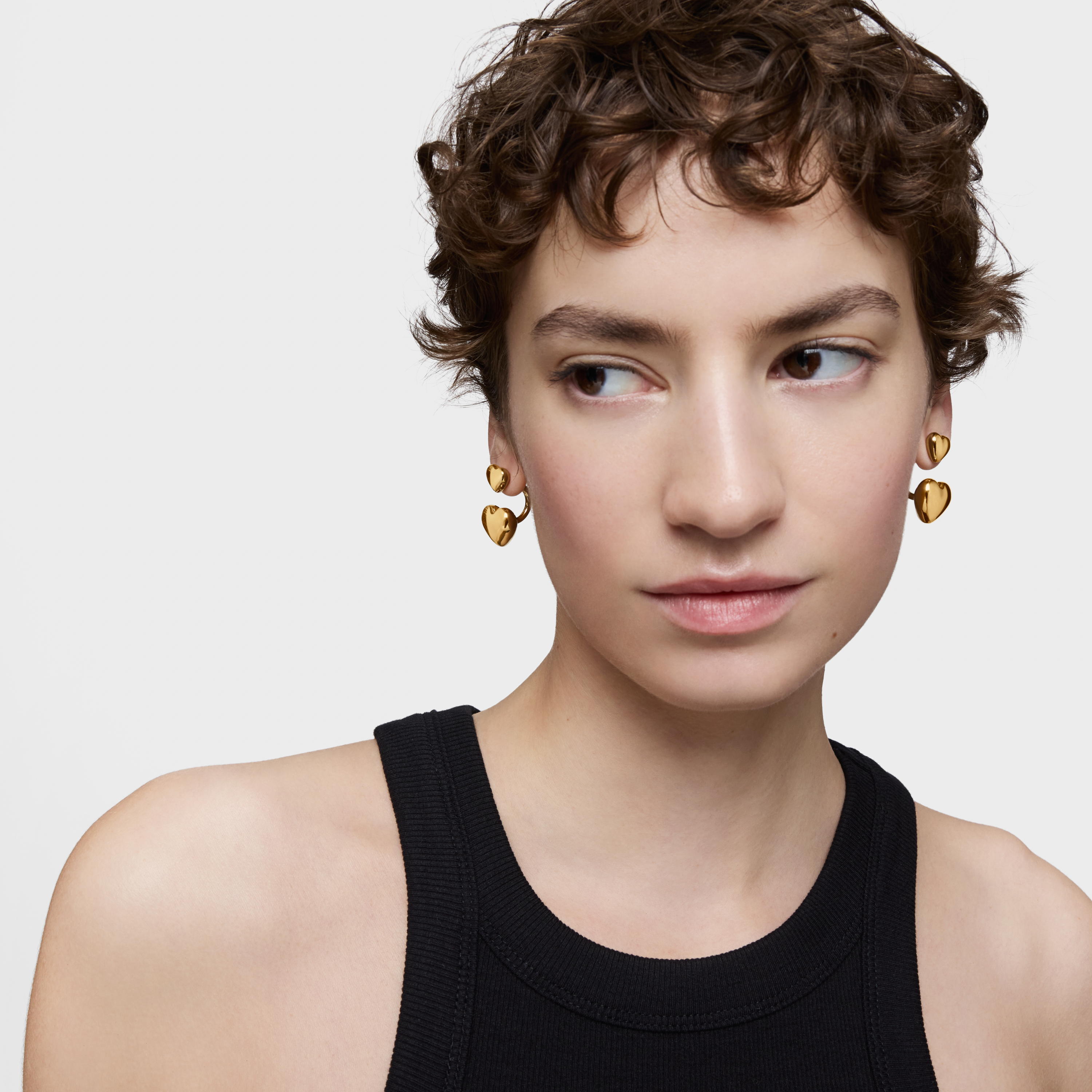 Short 18K gold vermeil Earrings with heart motif Garden of Love