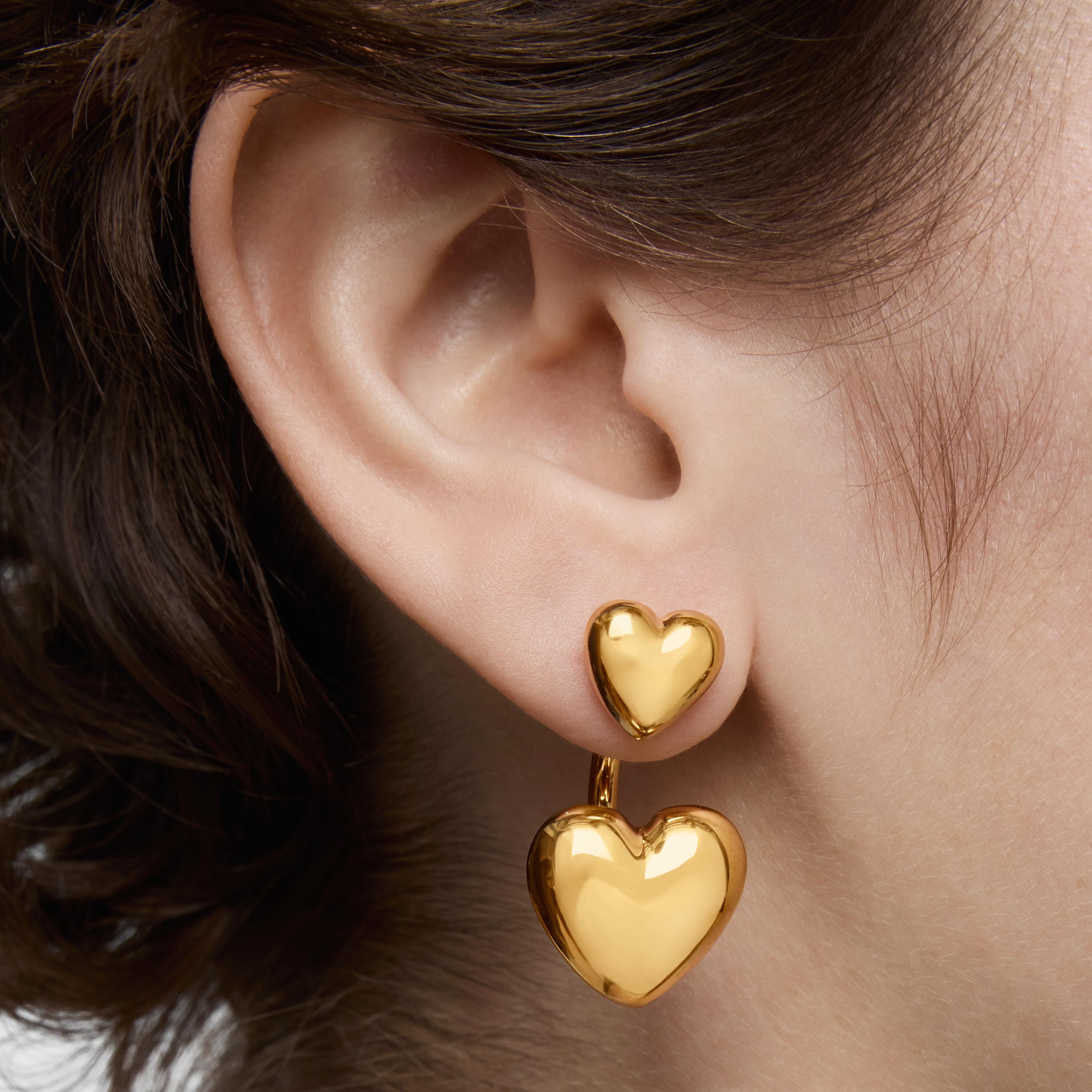Short 18K gold vermeil Earrings with heart motif Garden of Love