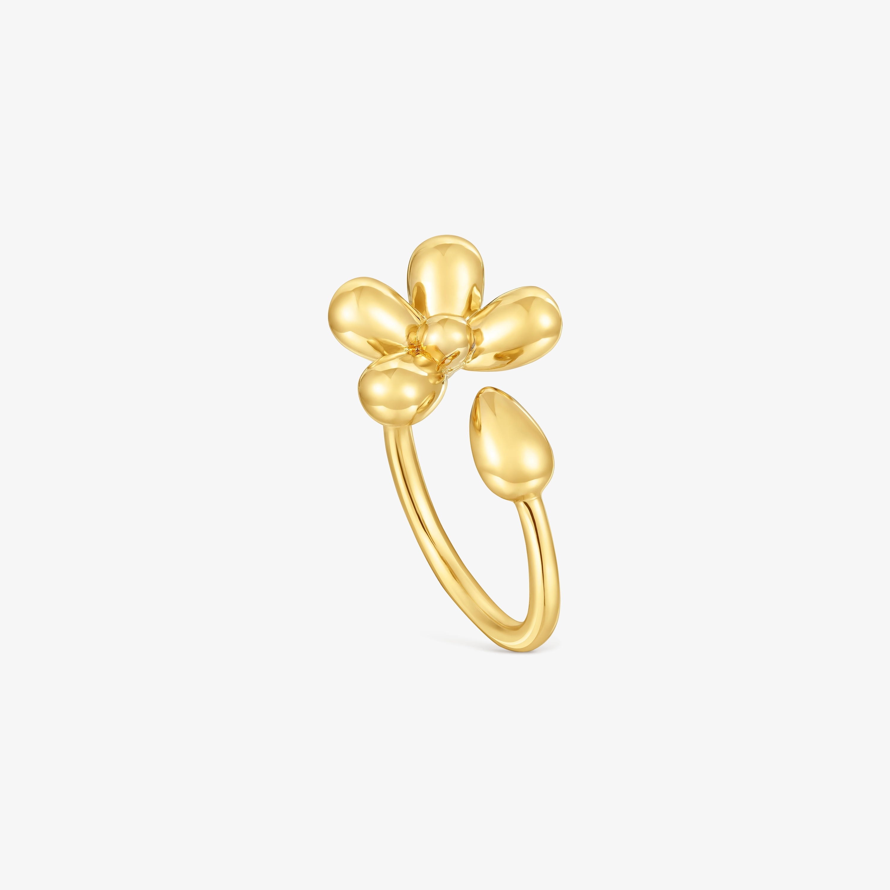 Open ring with 18K gold vermeil Daisy