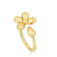 Open ring with 18kt gold plating over silver Daisy