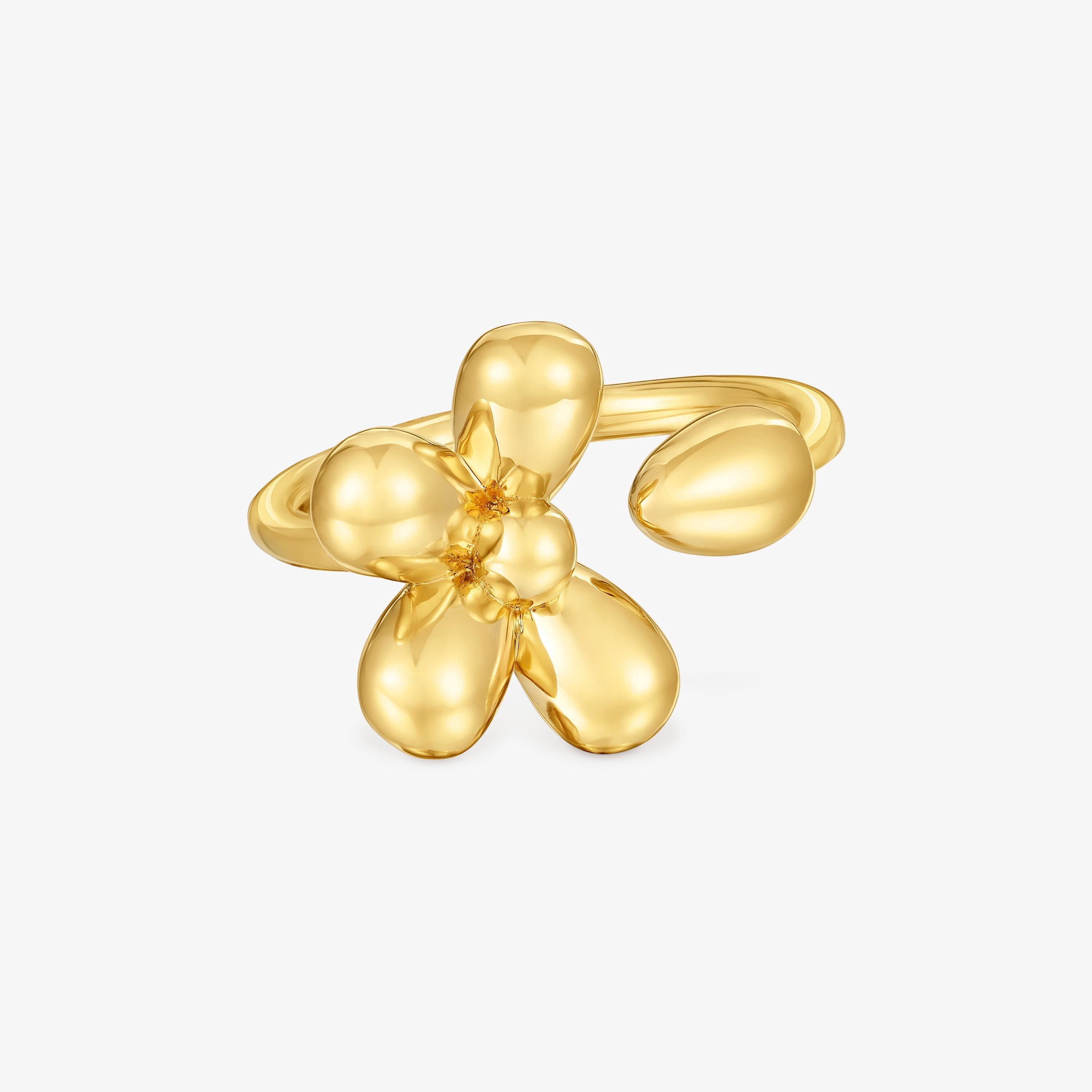 Open ring with 18K gold vermeil Daisy