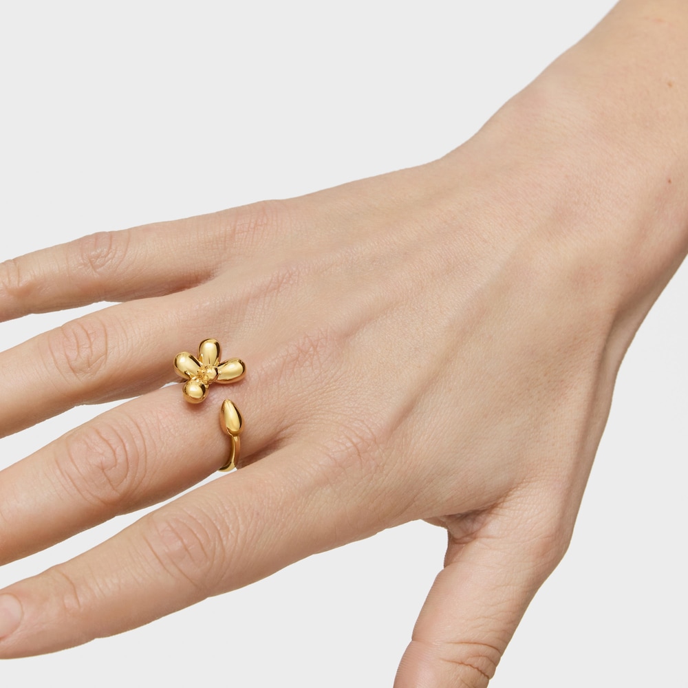 Anell obert amb bany d'or de 18 kt sobre plata Daisy